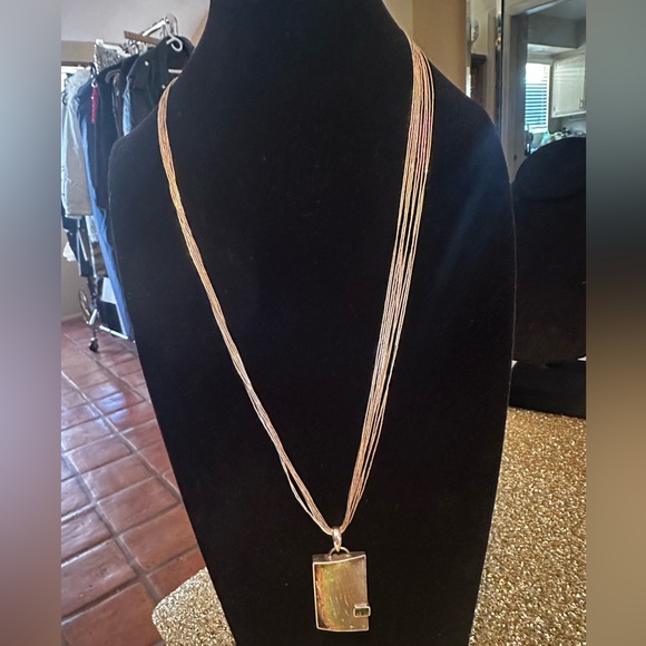 Silver Necklace & Amazing Shell with Peridot Pendant